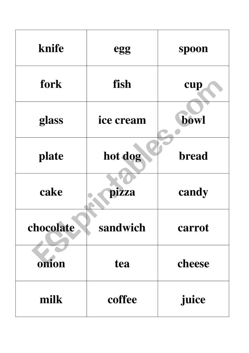 Pictionary - Topic Food worksheet