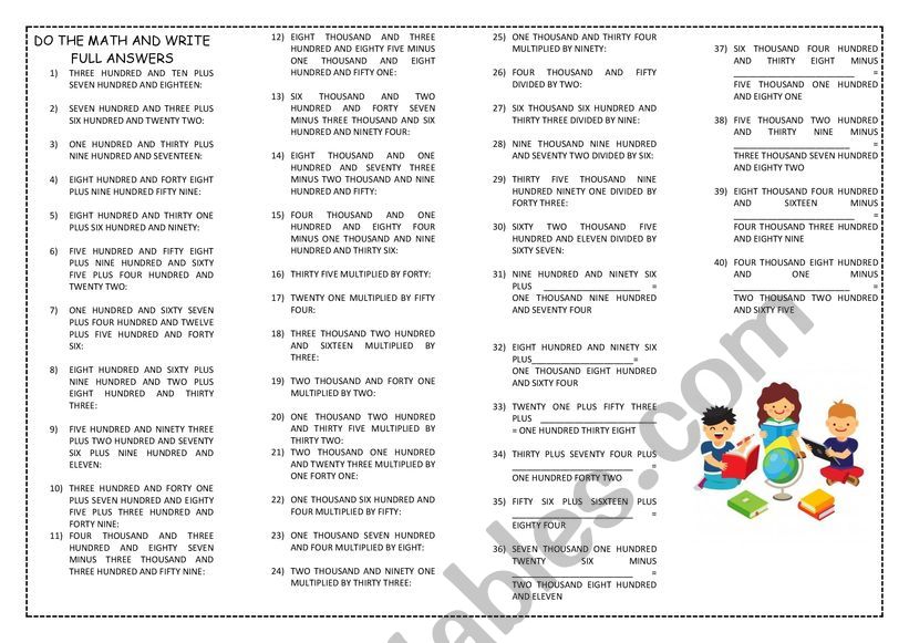 MATH EXERCISES worksheet