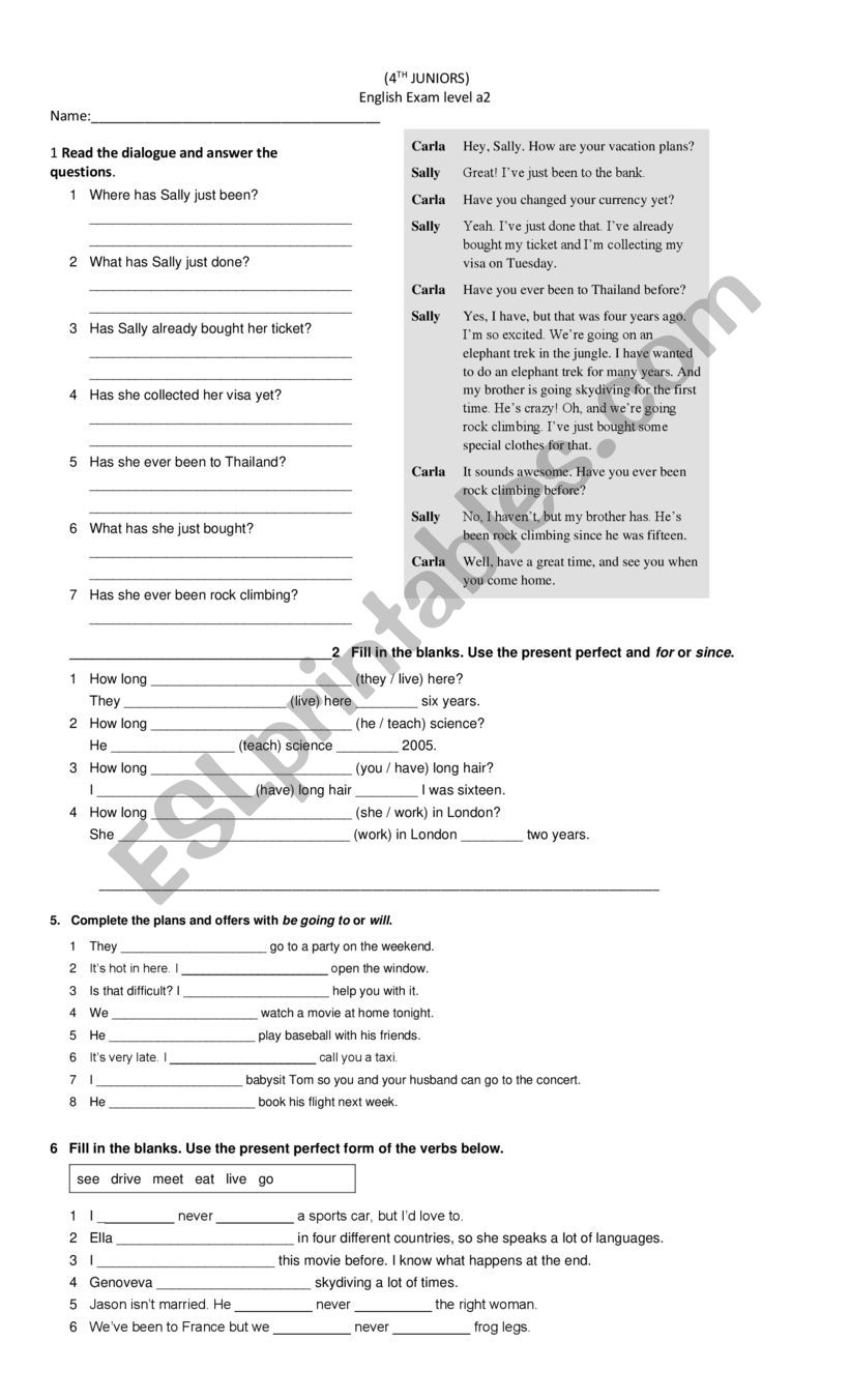 english exam - ESL worksheet by rosaliamontiel