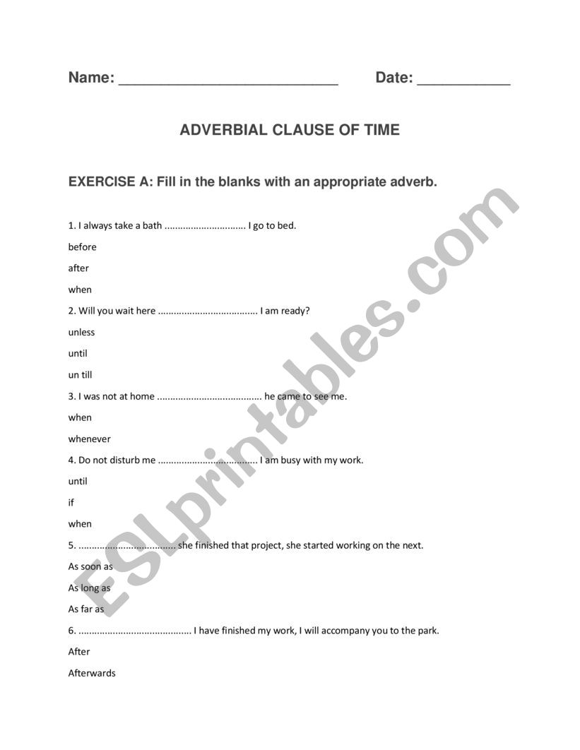 Adverbs  worksheet