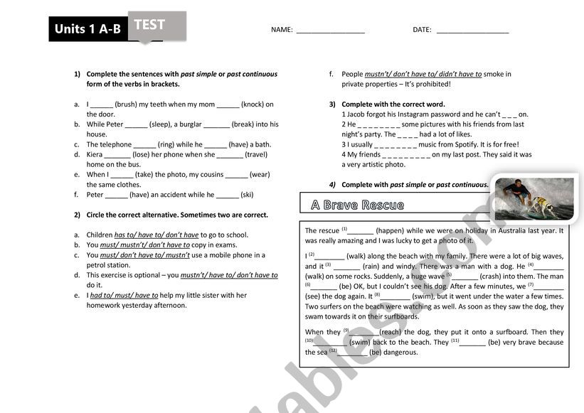 INTERMEDIATE TEST  worksheet