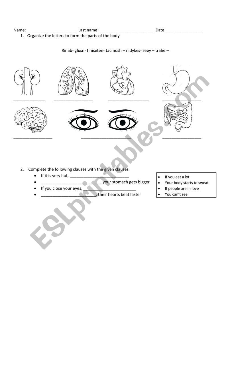 Zero conditional  worksheet