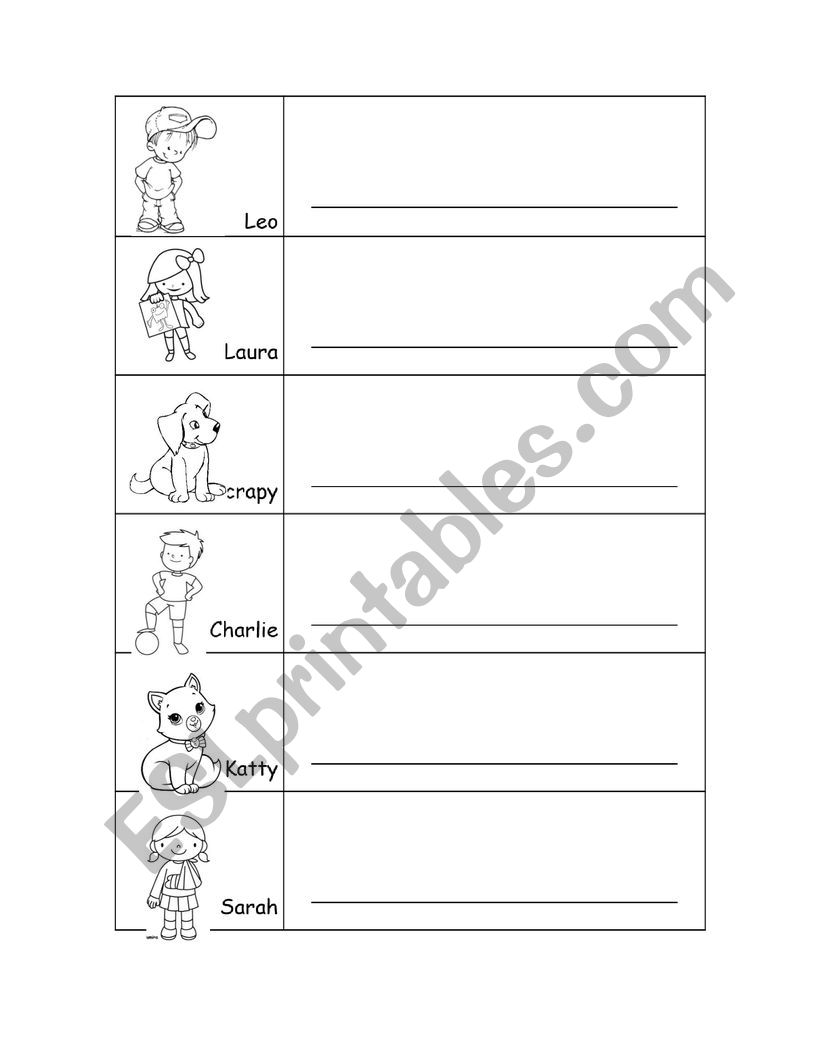 VERB TO BE + NAME worksheet