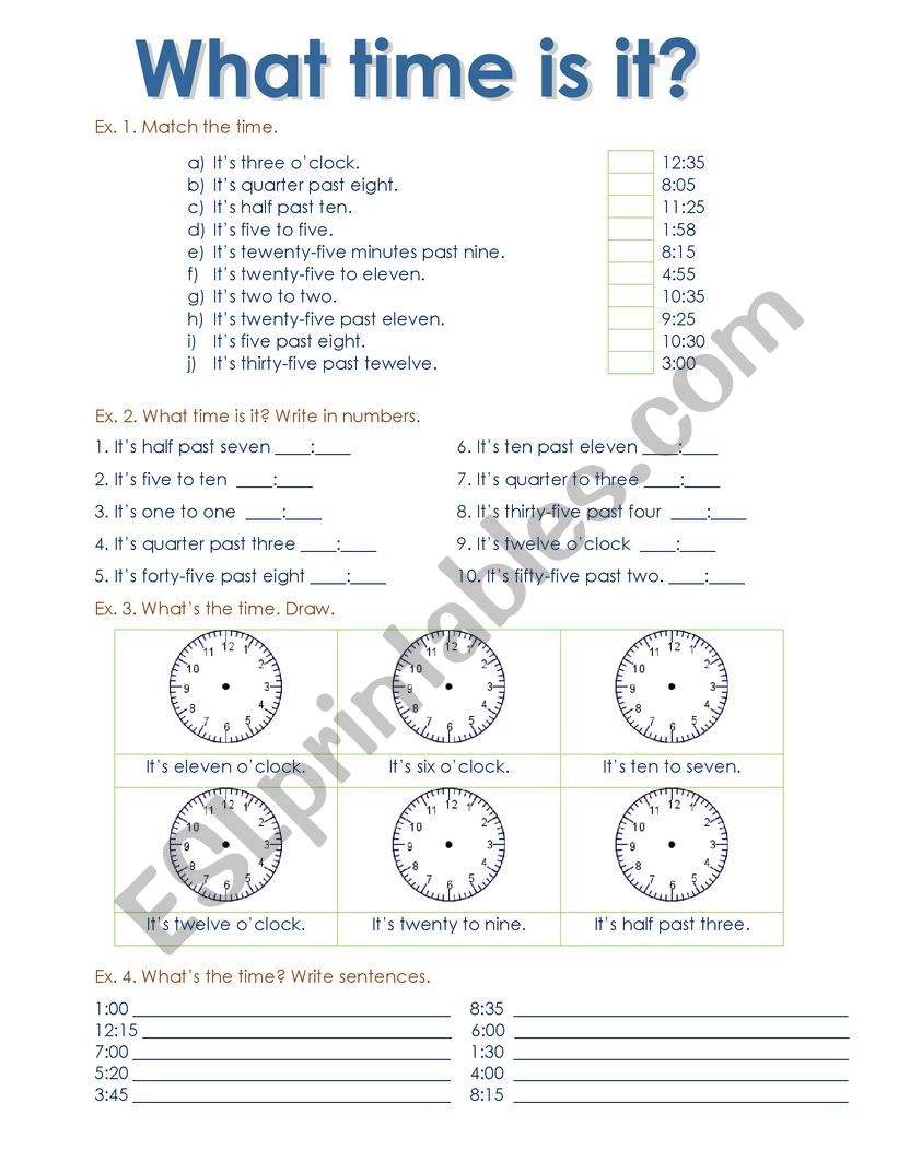 the clock esl worksheet by aile16