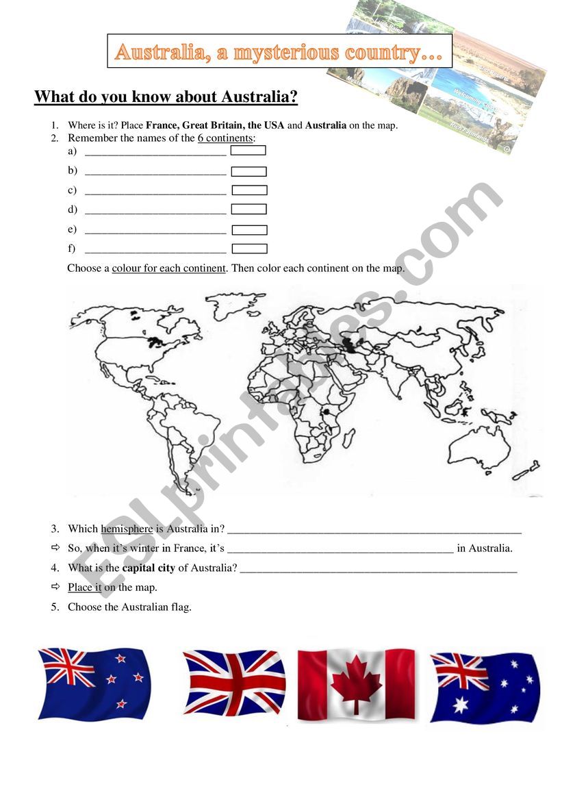 Discover Australia worksheet