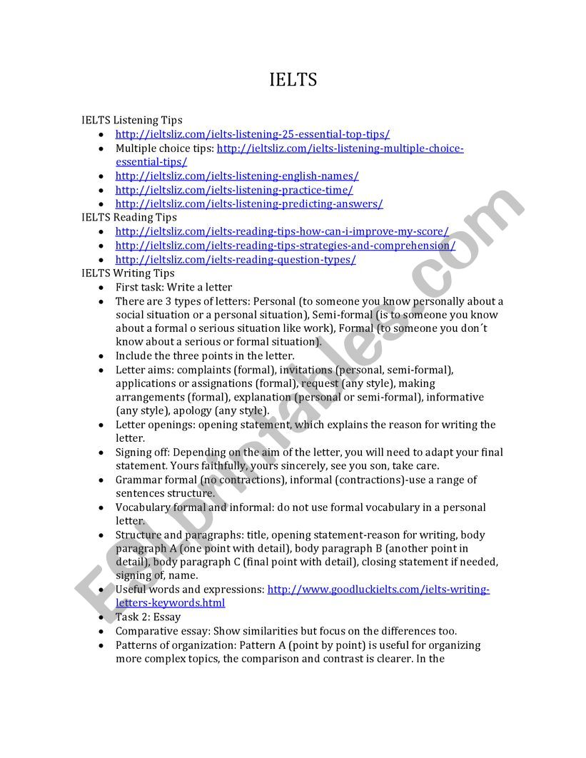 IELTS worksheet