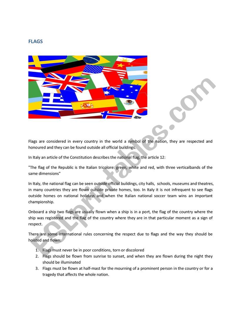 Flags worksheet