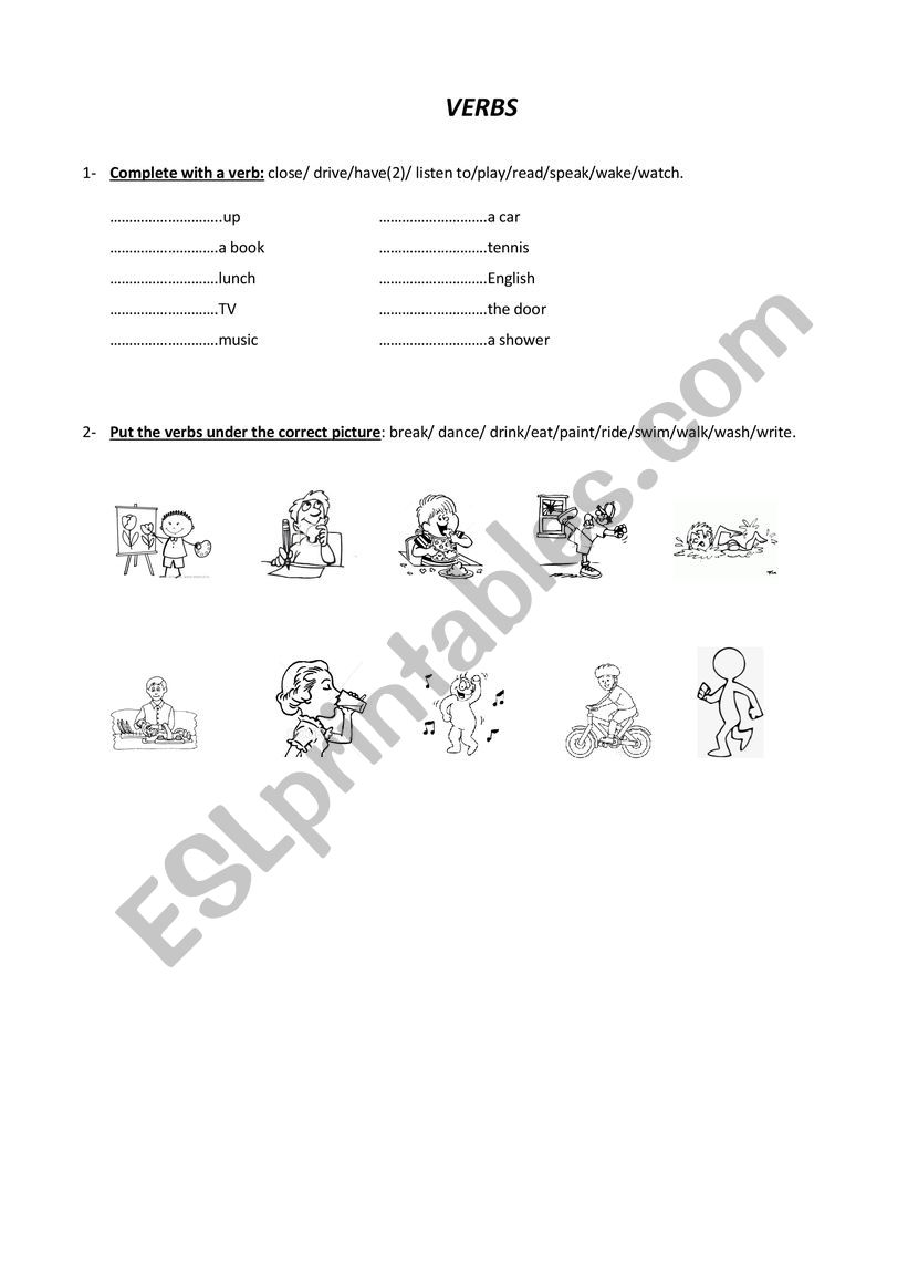 verbs - ESL worksheet by mariarosaz