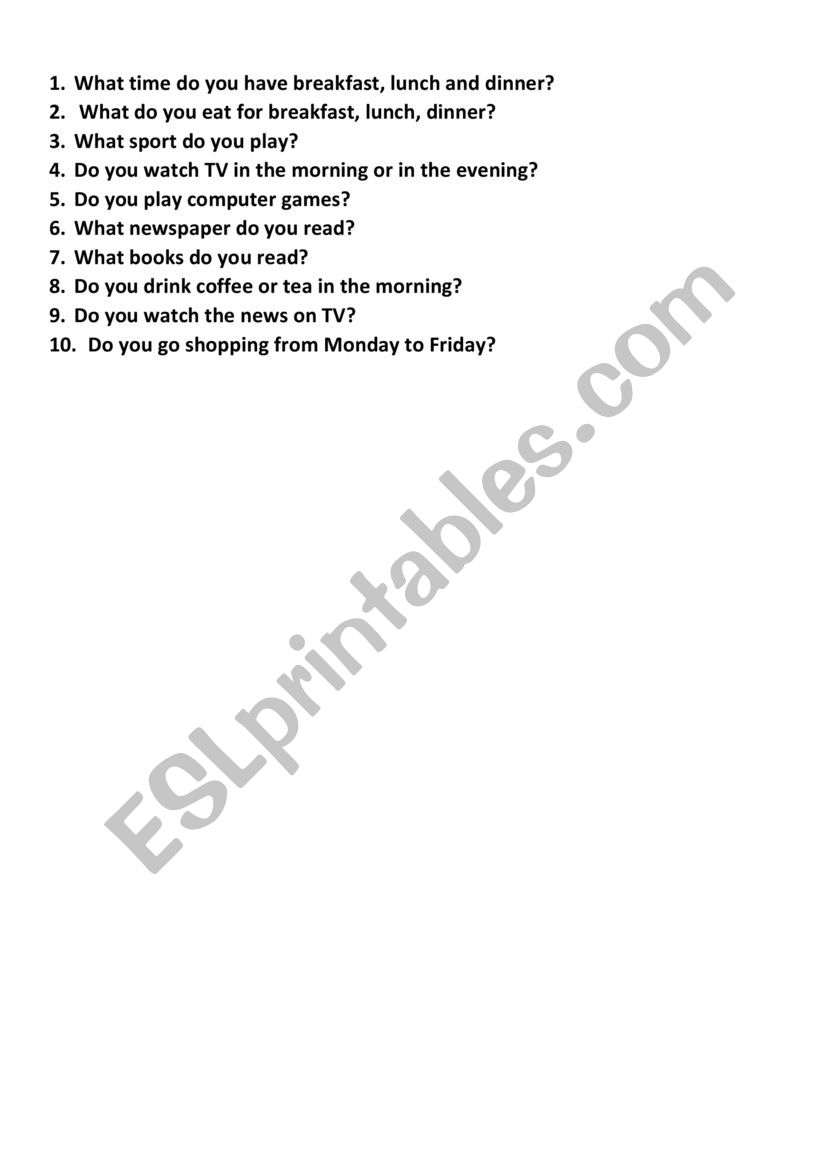 warm up questions ESL worksheet by advio.4