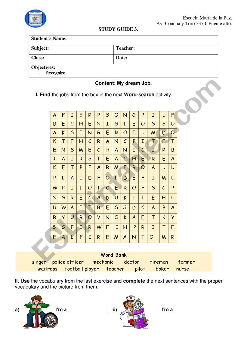 jobs worksheet