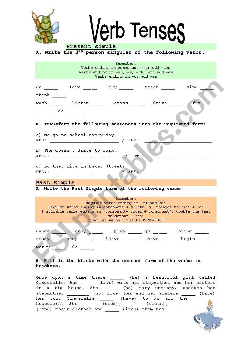 Verb Tenses Exercises ESL Worksheet By Elisabeteguerreiro