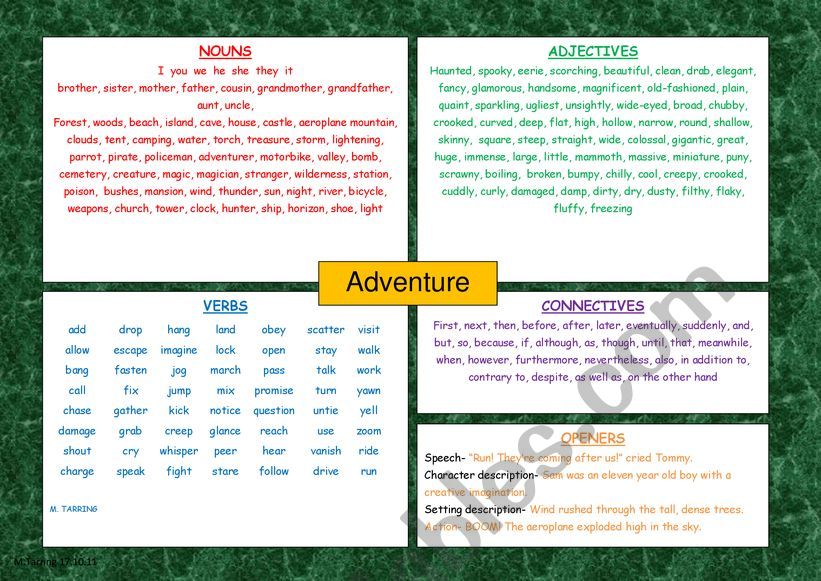 adventures word bank worksheet