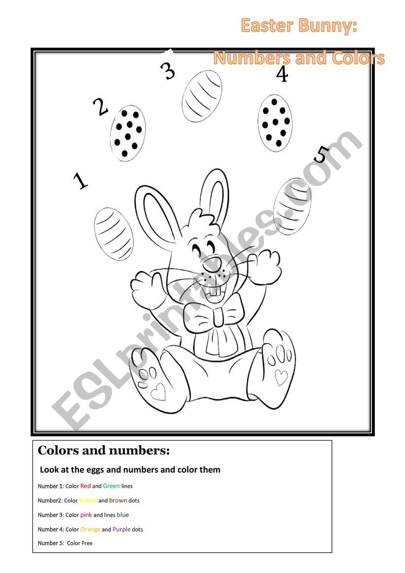 Easter Colors and numbers worksheet