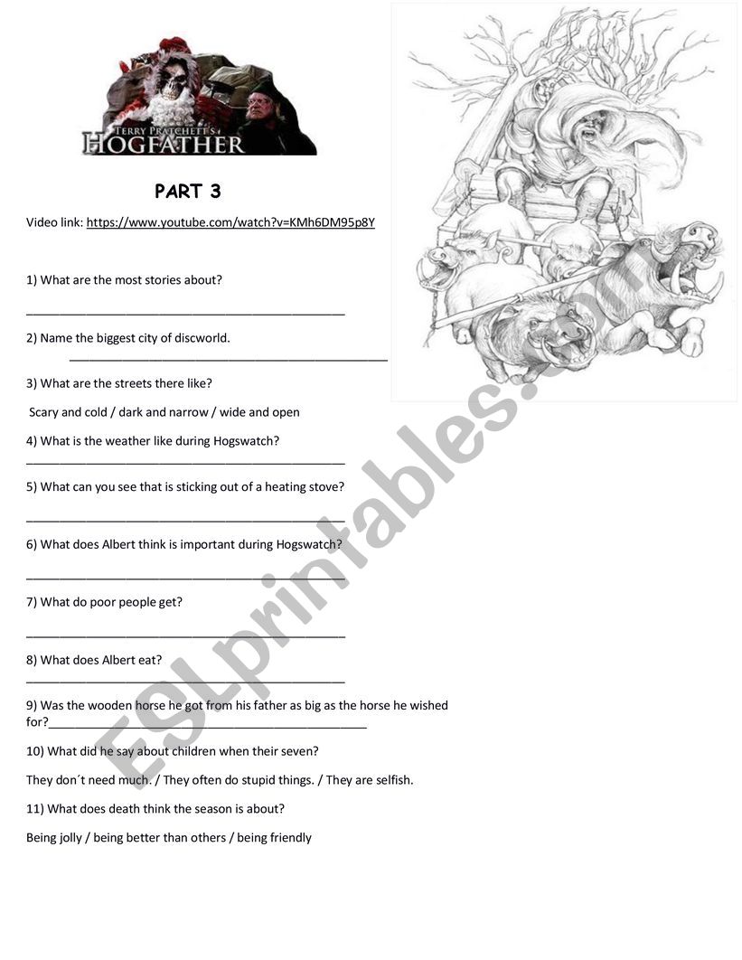 Hogfather part 3 worksheet