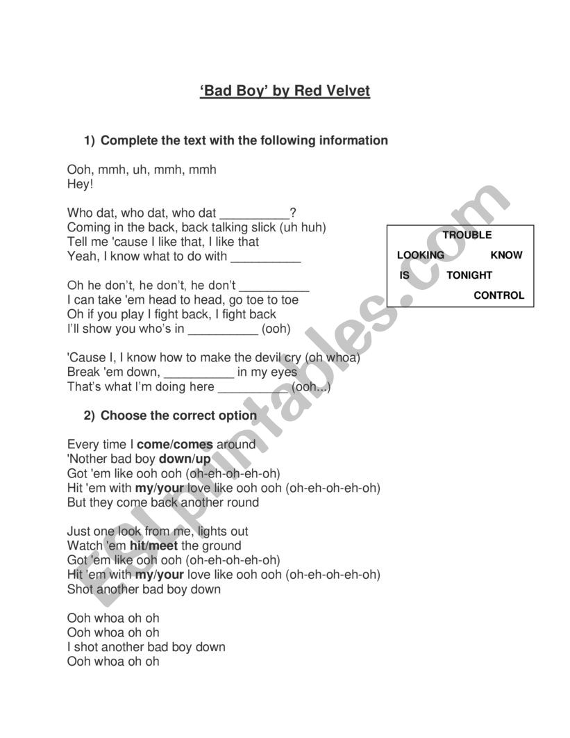 Complete the lyrics of the song