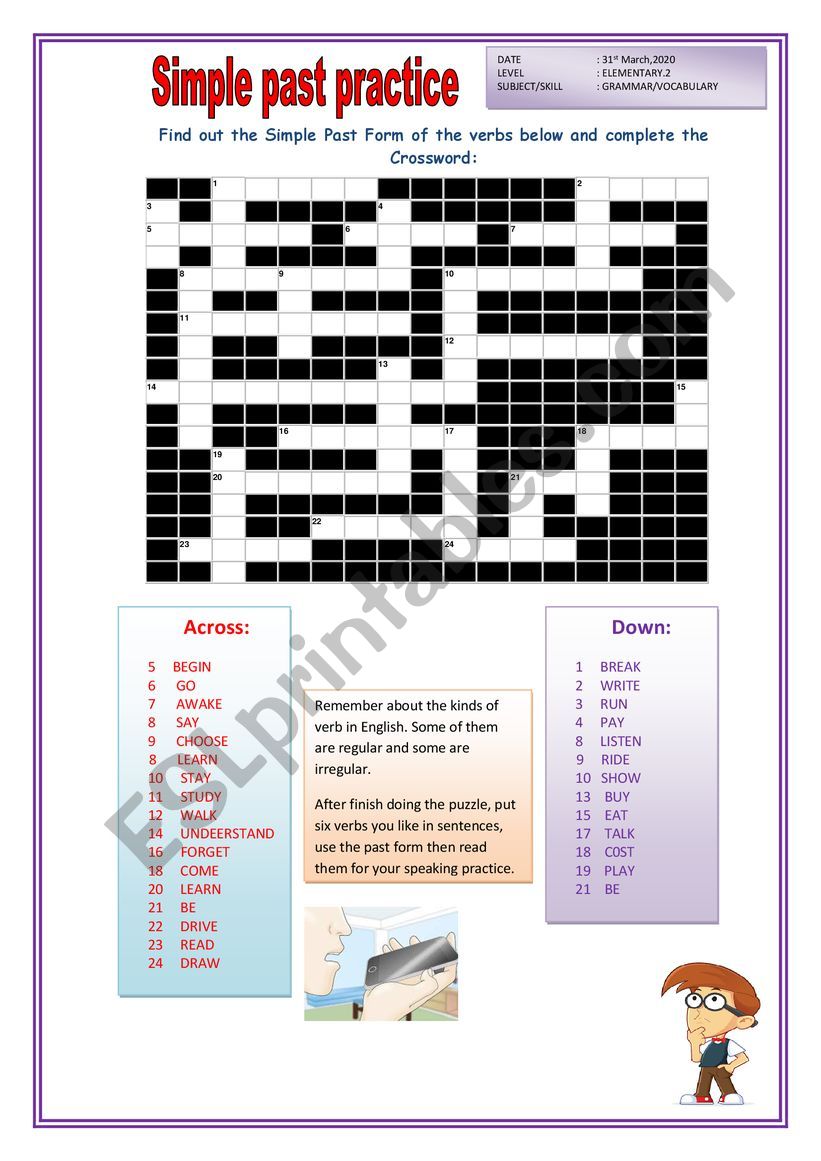 PRACTICE PAST FORM worksheet