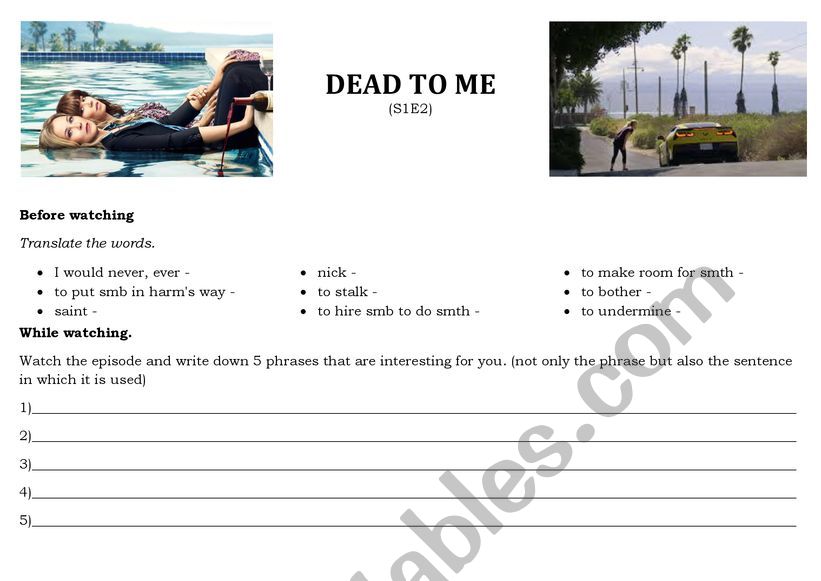 Dead to me S1Ep2 worksheet