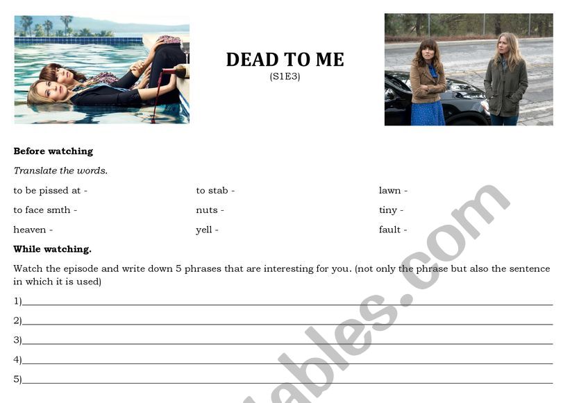 Dead to me S1Ep3 worksheet