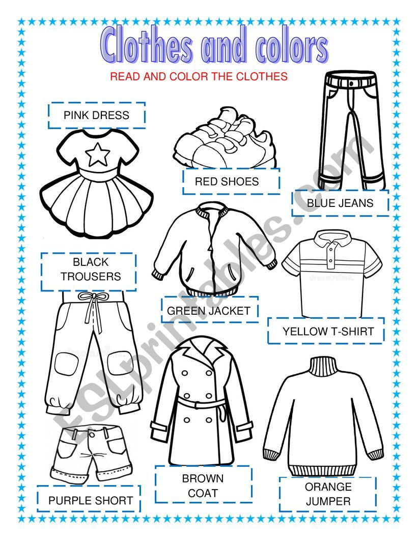 Clothes And Colors Esl Worksheet By Vivita24
