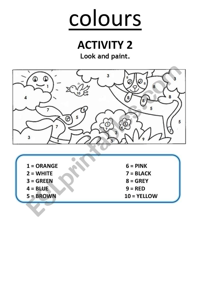 COLOURS ACTIVITY 2 worksheet