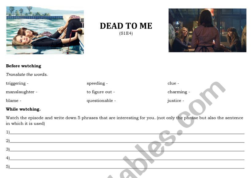 Dead to me S1Ep4 worksheet