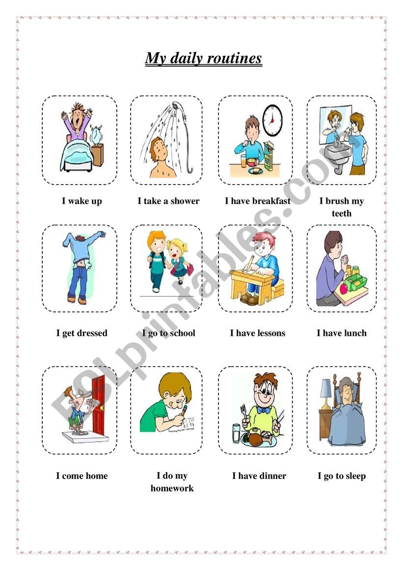 daily routines vocabulary worksheet