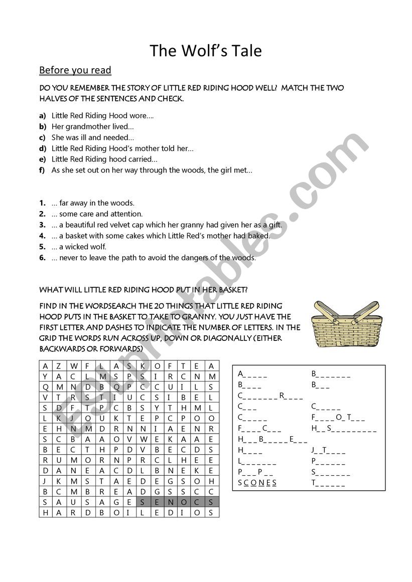 The Wolf�s Tale worksheet