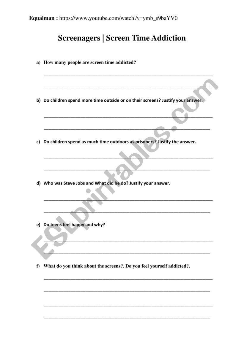 Social network danger worksheet