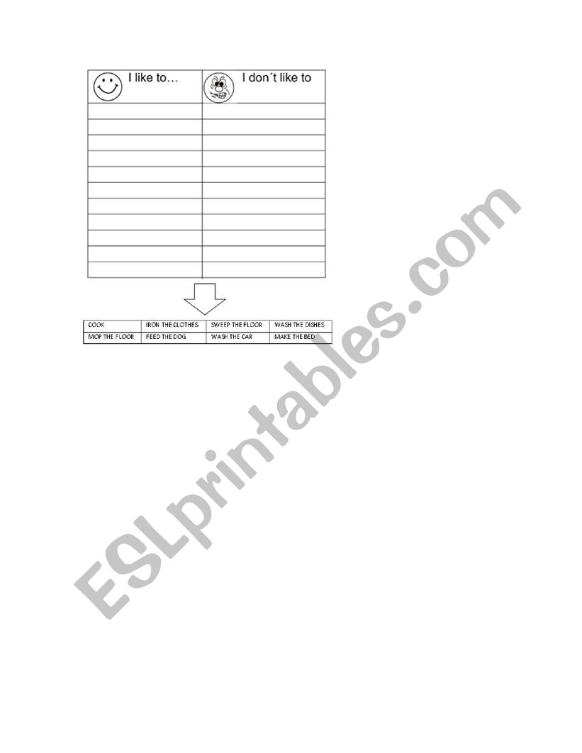 likes & dislikes worksheet