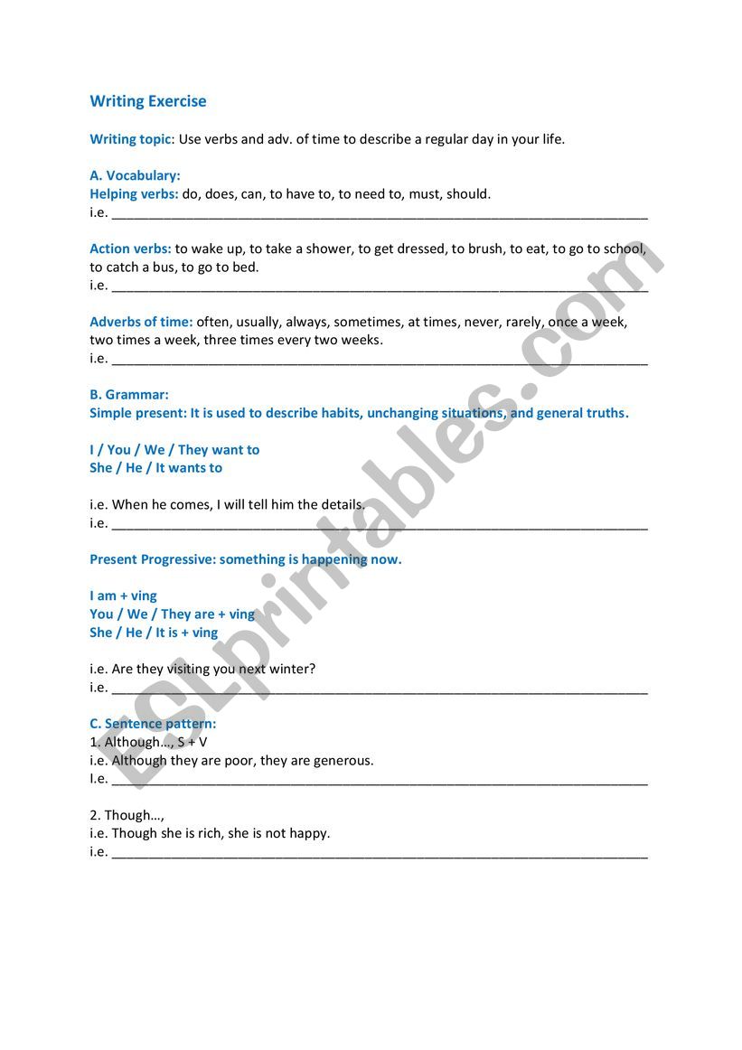 Writing Exercise 1  worksheet