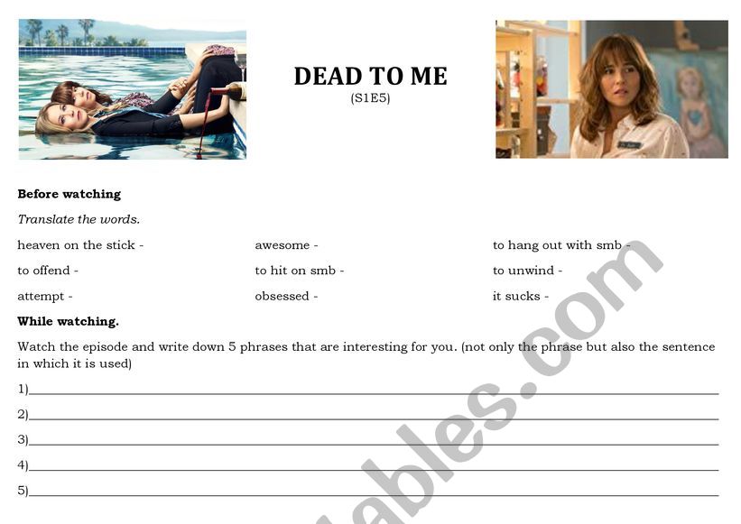 Dead to me S1Ep5 worksheet
