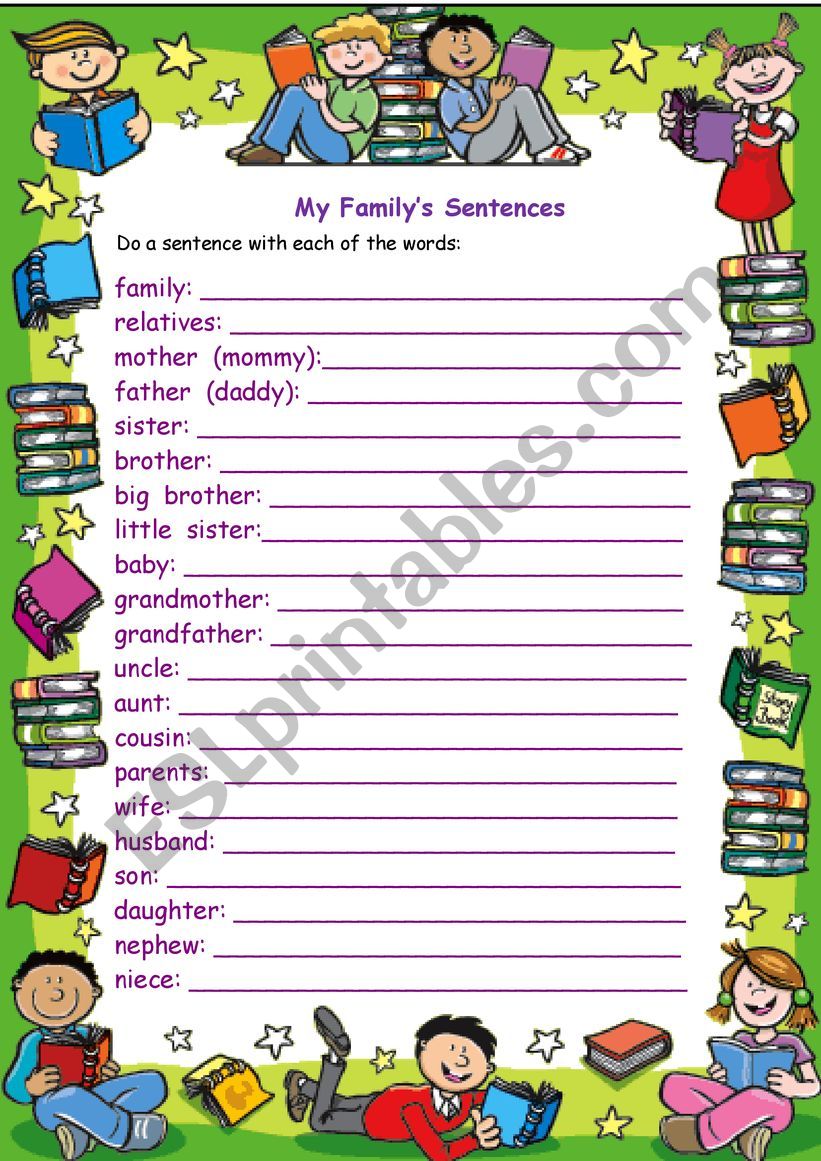 MY FAMILY SENTENCES - ESL Worksheet By Rimiani