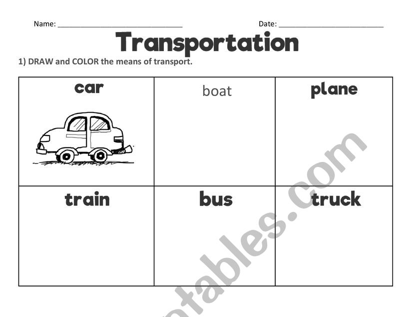 Methods of transport worksheet