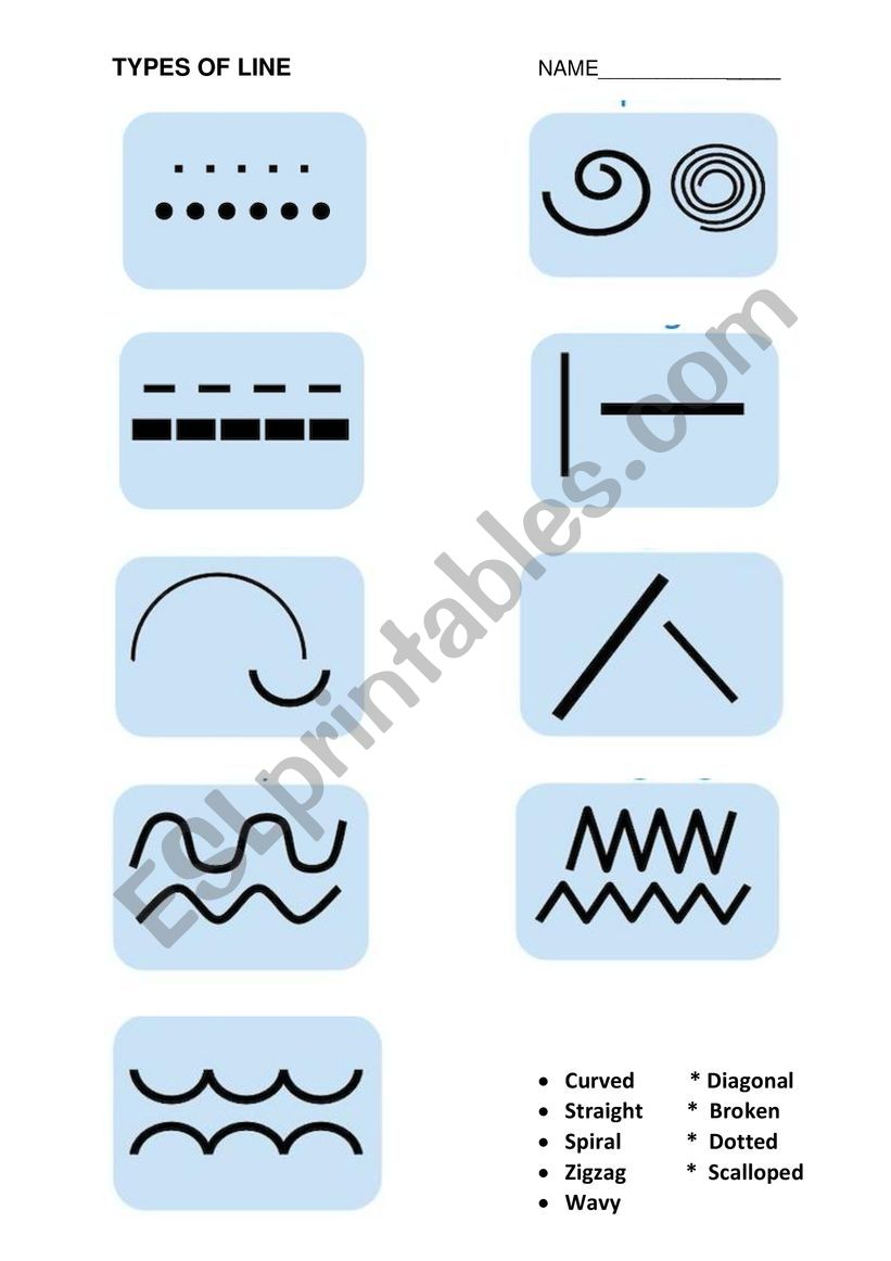 Types of line worksheet