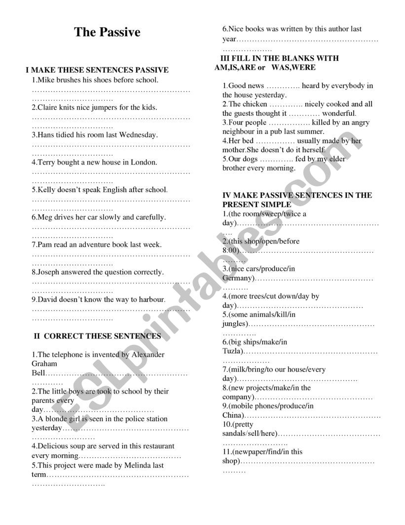 Passive voice worksheet