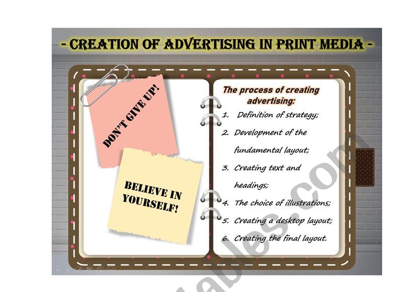  - Creation Of Advertising In Print Media -