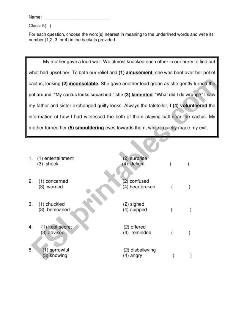 word subsitution  worksheet