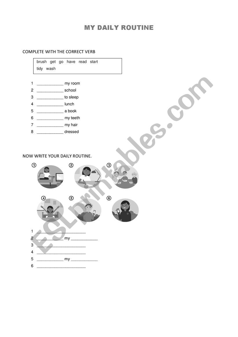 daily routine worksheet