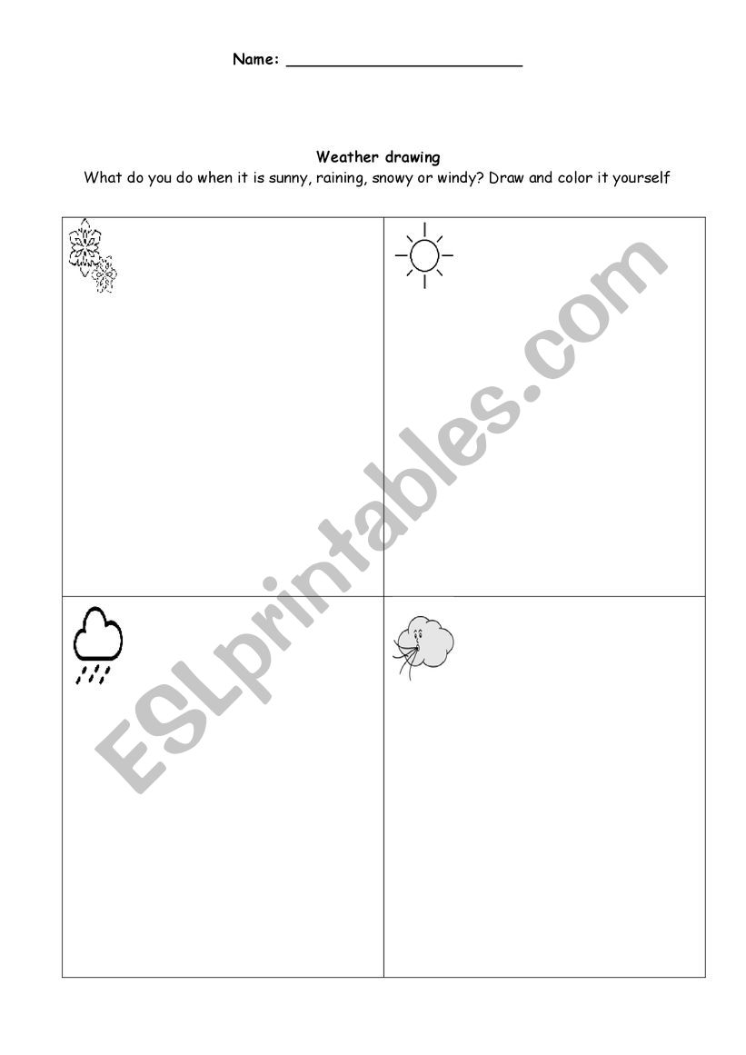 Weather drawing - ESL worksheet by mariamusumeci