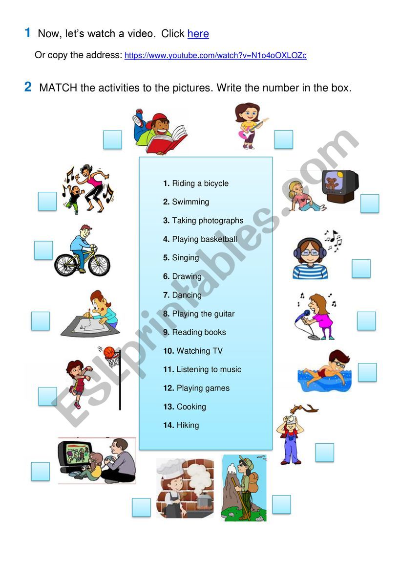 Free Time Activities (with video) worksheet