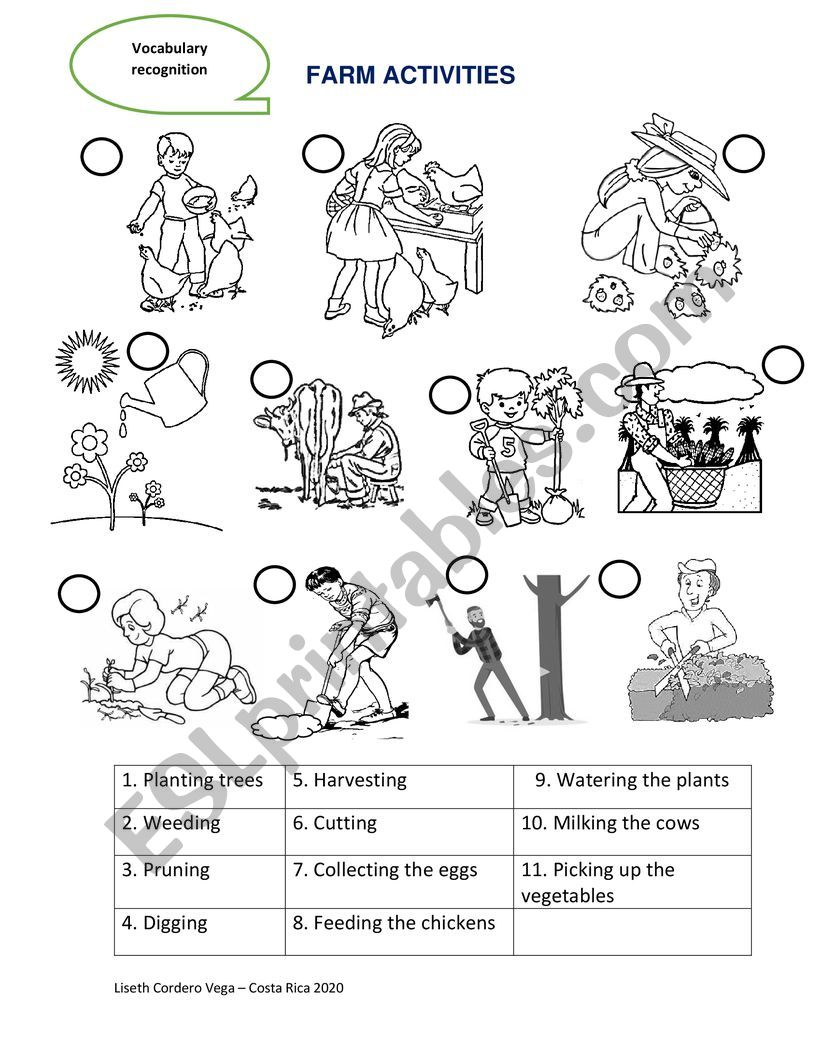 Farm Activities ESL Worksheet By Liscordero84