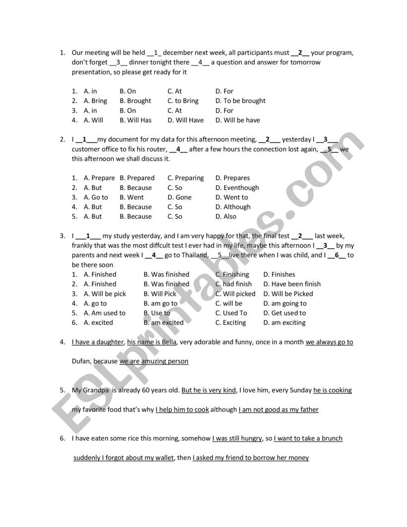 all Present Tense test for general english