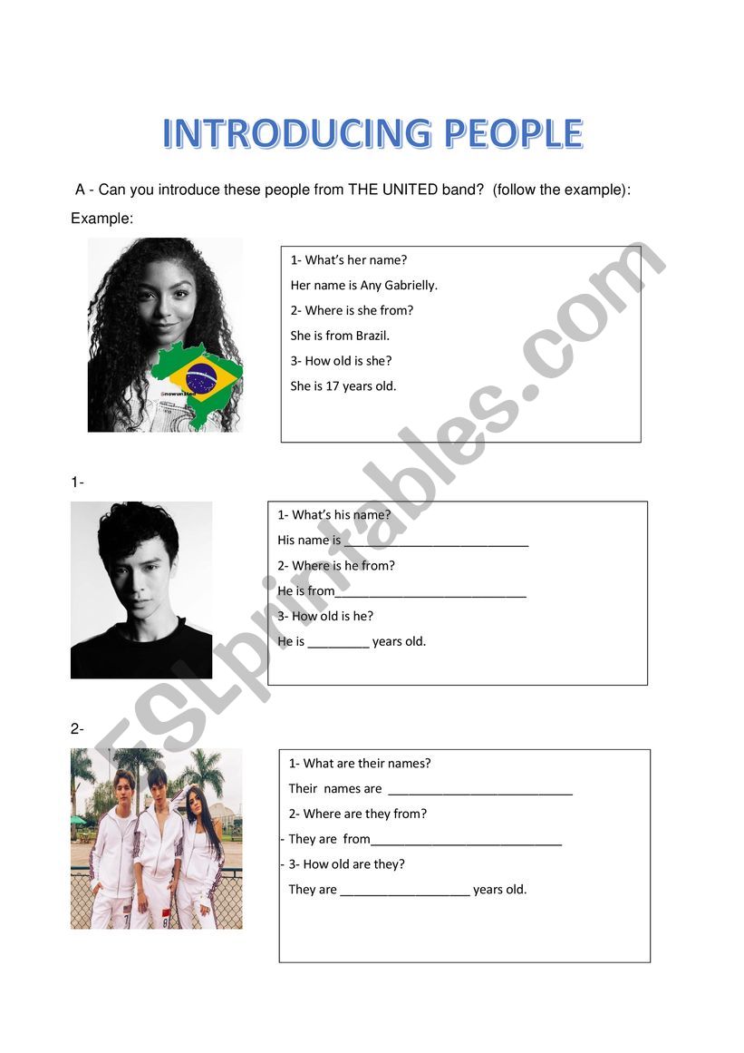 introductions worksheet