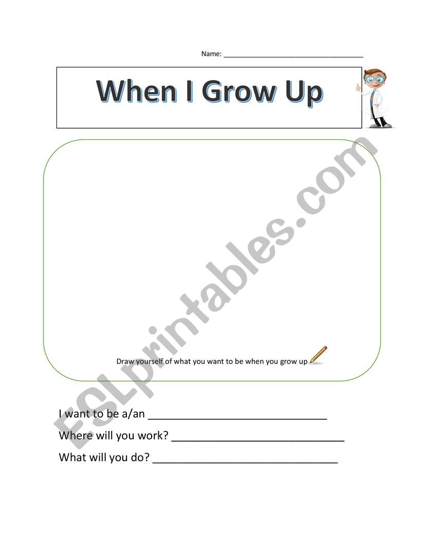 When I grow up worksheet