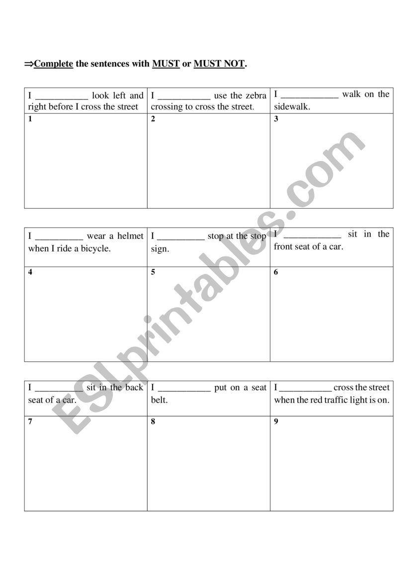 Road Safety worksheet