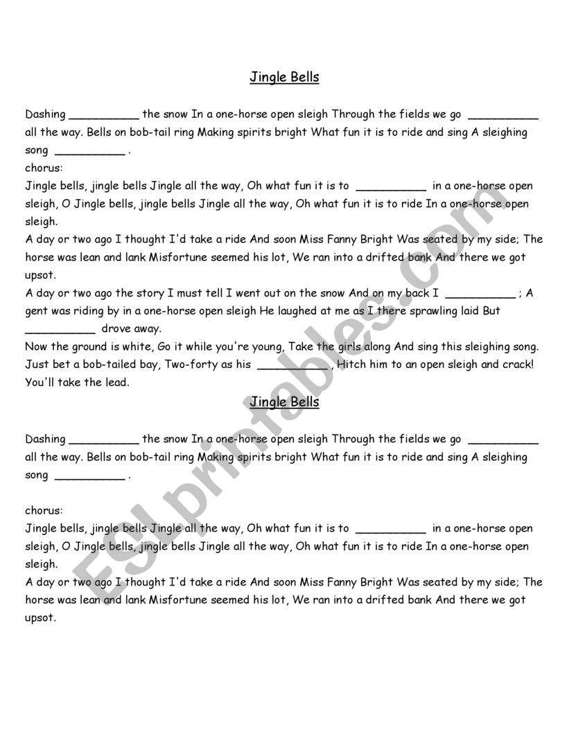 2 Christmas songs worksheet