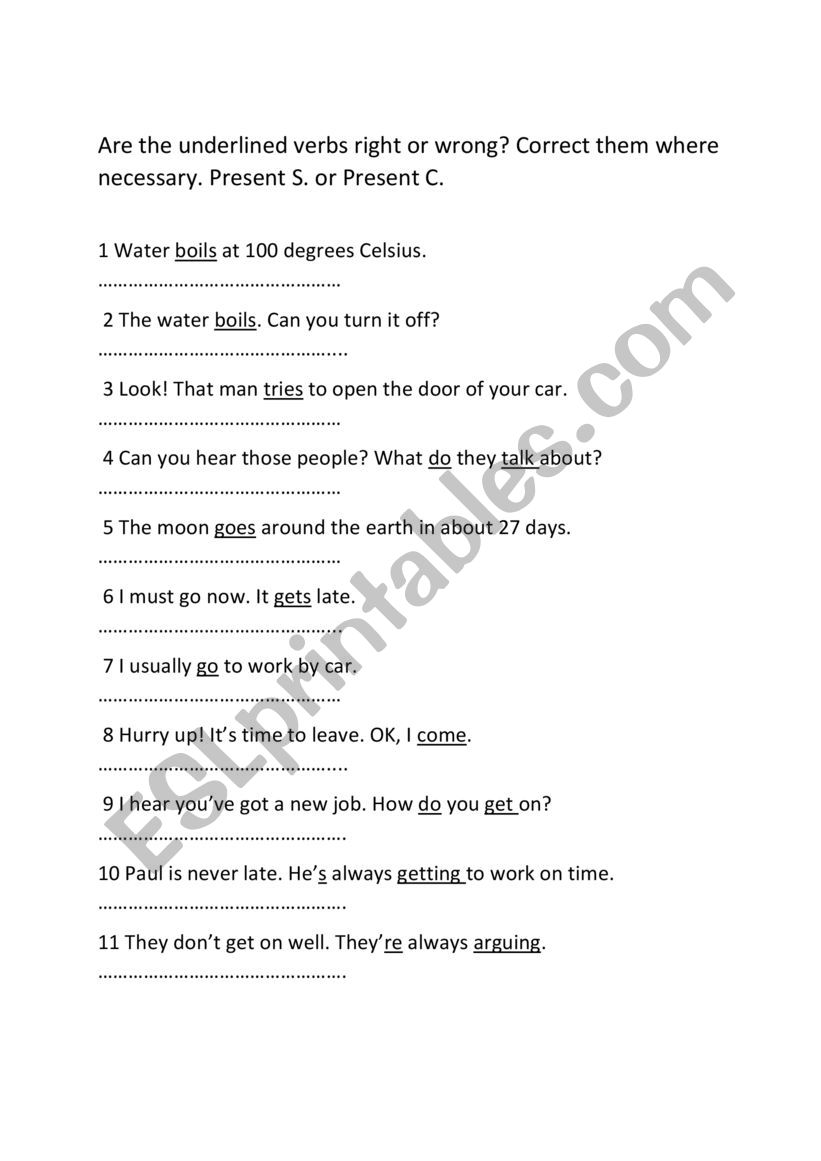 Present Simple Or Present Continuous Esl Worksheet By Bluebridge