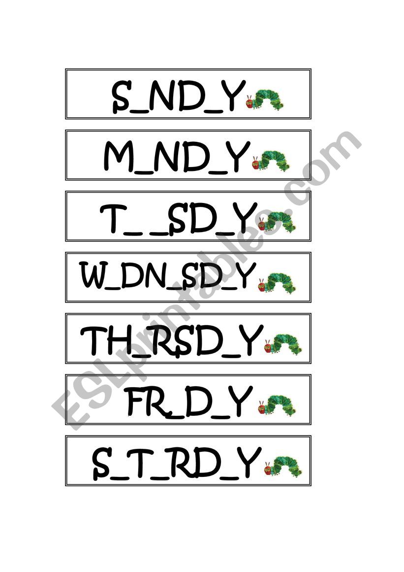 The very hungry caterpillar worksheet