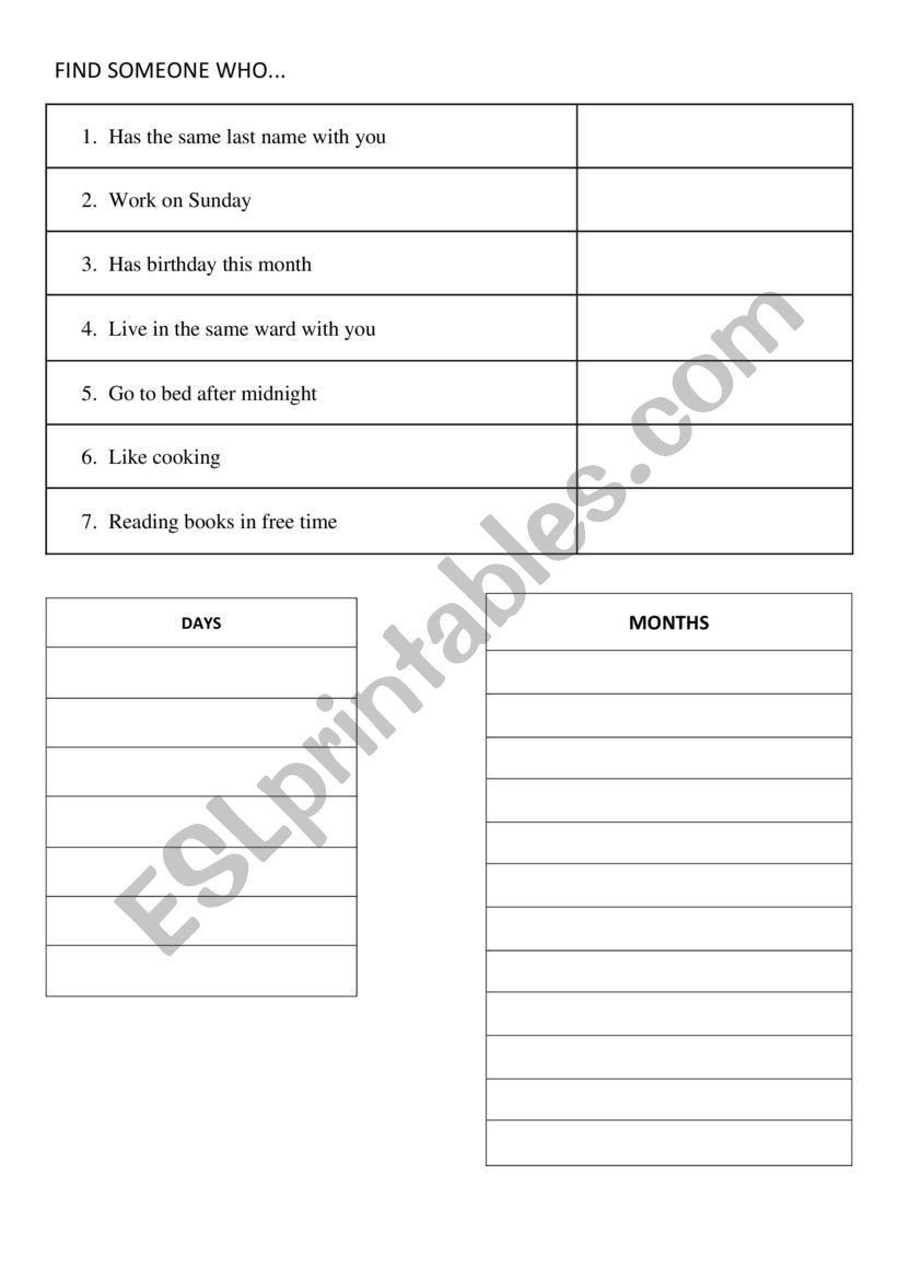 speaking acvitites worksheet