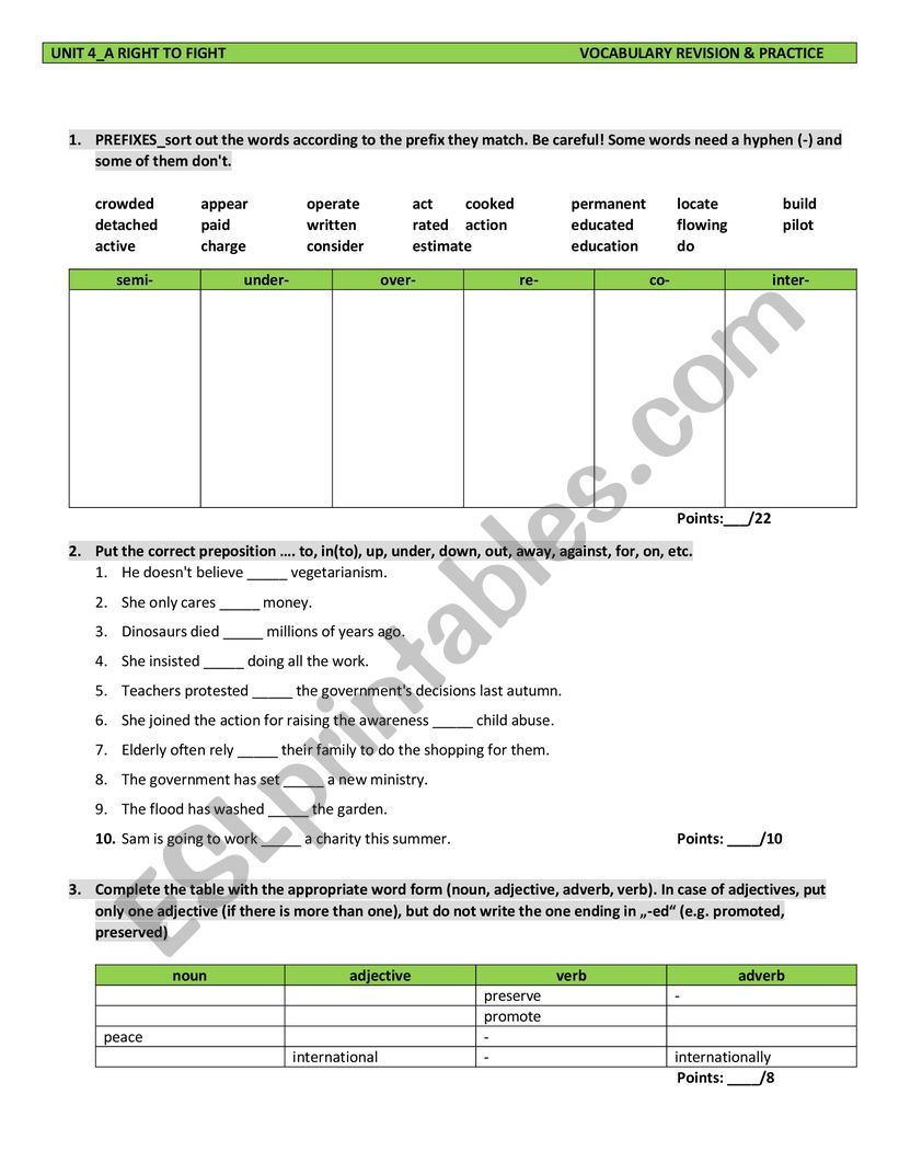 Insight Intermediate_Unit 4_vocabulary practice worksheet